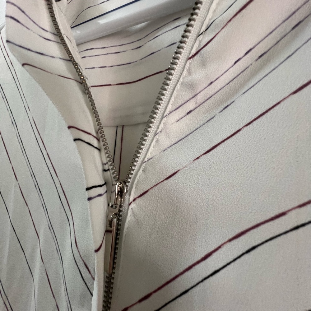 Apt. 9 Ivory Blouse with Navy and Plum Stripes